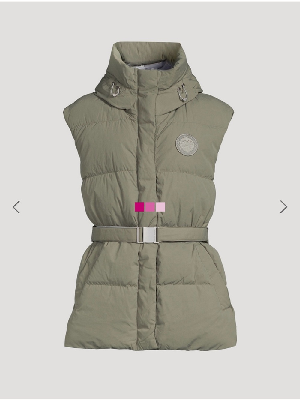 Canada Goose Sage Green Quilted Belted Puffer Vest